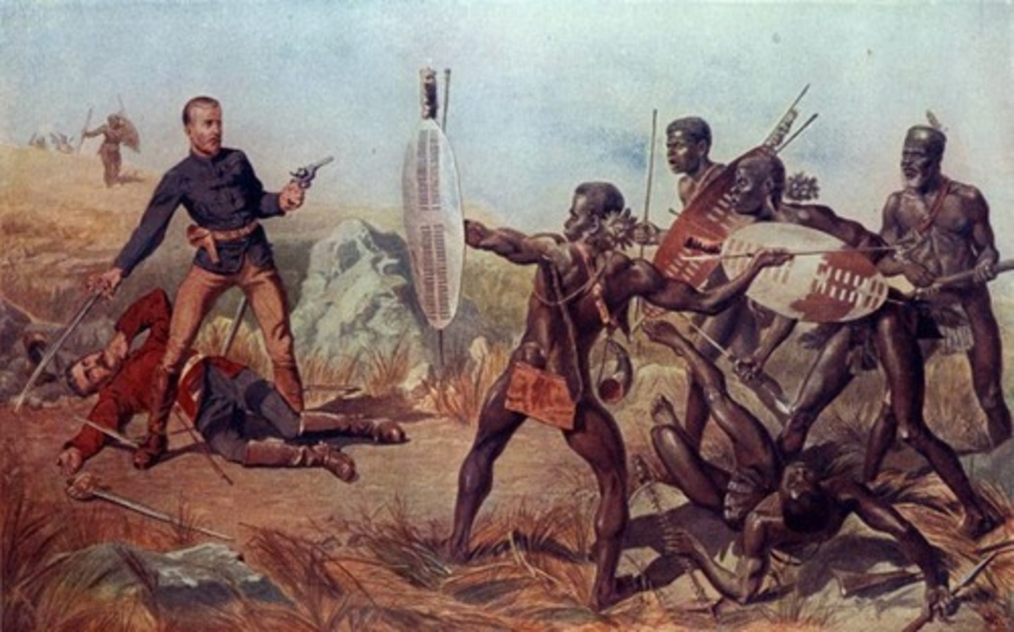 <p>Between the British and Zulu's that was caused by the Zulu refusing to sign treaty with Britain; ended with Zulu defeat and their lands becoming part of British South Africa</p>