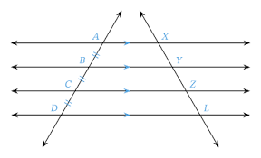 <p>What can you conclude from this diagram about the transversal?</p>
