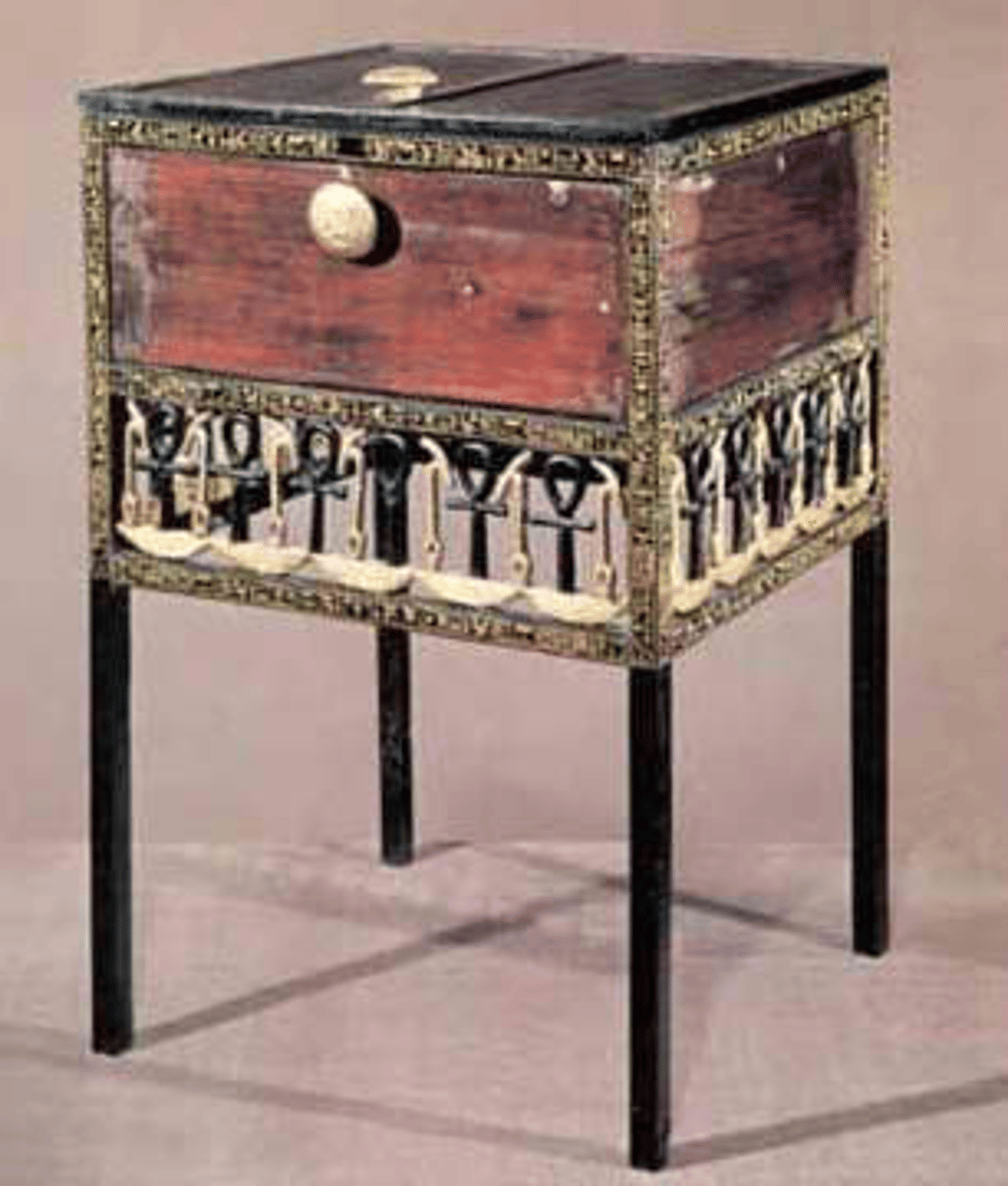 <p>Egyptian</p><p>an important part of Egyptian household collection; highly decorated, large ones are for linen, small ones are for cosmetics and jewelry</p>