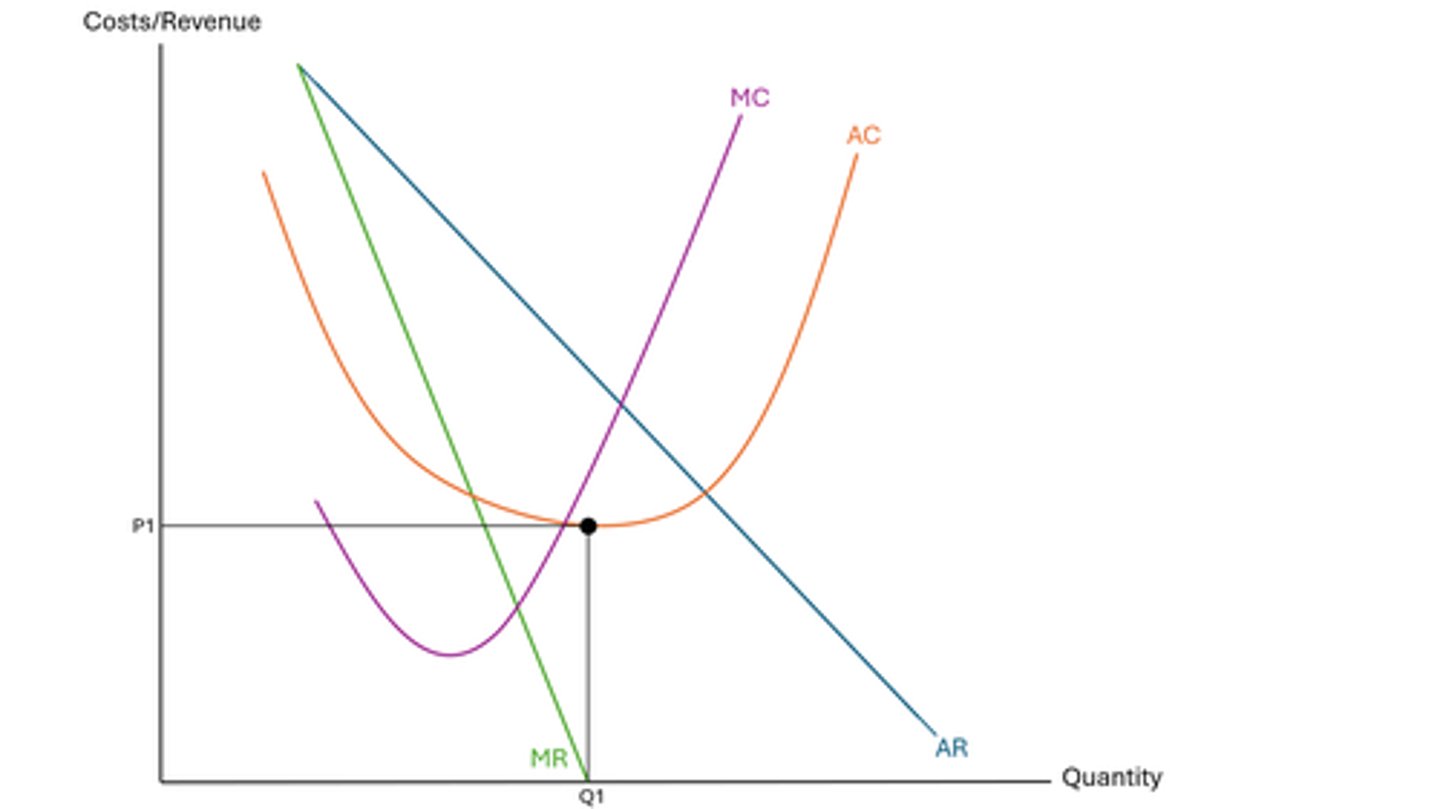 <p>- productive efficiency is when a firm is producing at the lowest point of their AC curve and therefore minimizing their costs</p><p>- it's the maximization of output at the lowest possible average cost, hence fully exploiting economies of scale</p><p>- this implies:</p><p>- the least costly labour capital and land inputs are being used</p><p>- the best available technology is being utilized</p><p>- an efficient production process</p><p>- economies of scale have been fully exploited</p><p>- minimized wastage of resources in the production process</p>