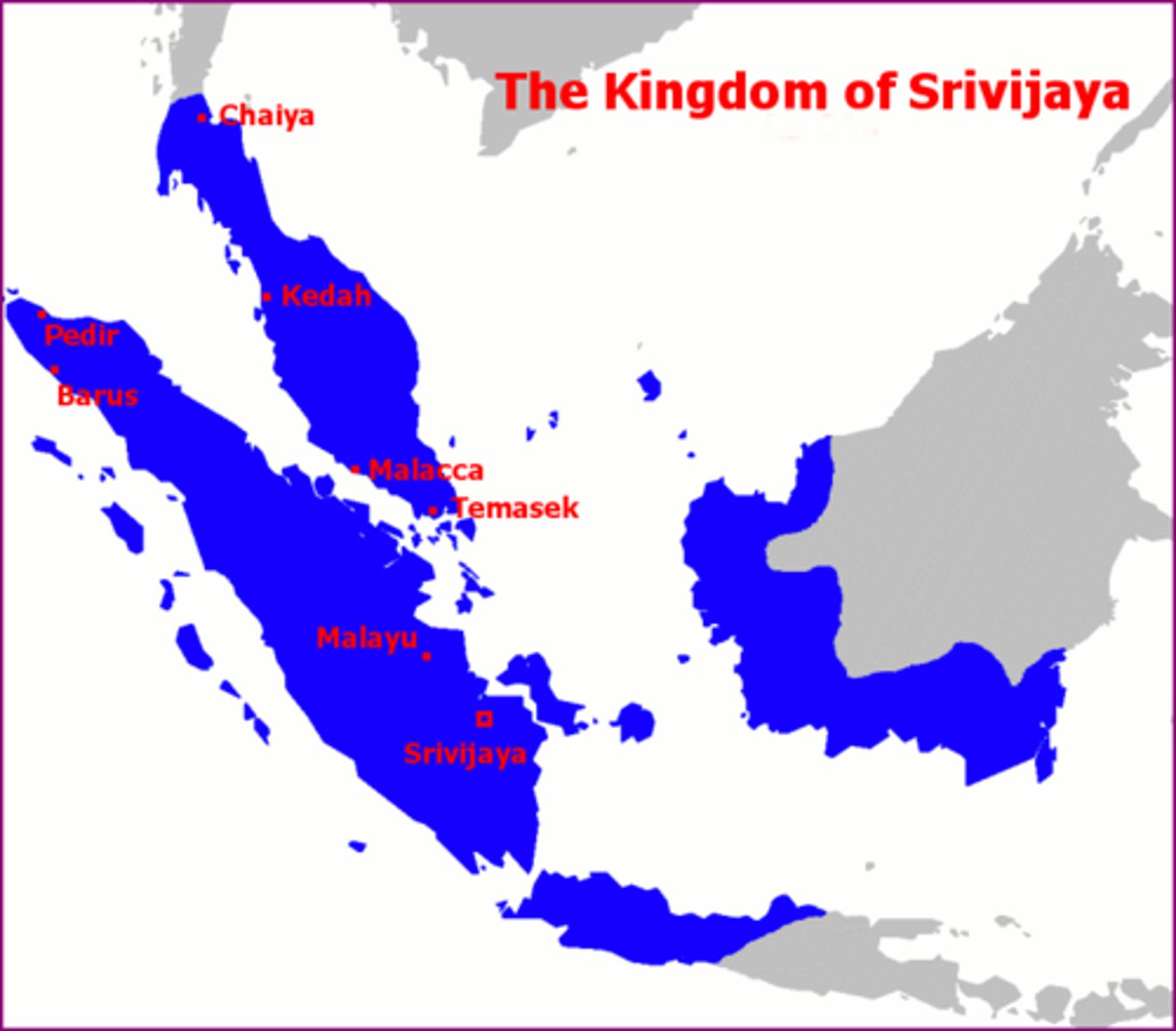 <p>-Center of trade; established monopoly over trade from China to India, controlled the Malacca (Melaka) Strait (main shipping channel between the Indian Ocean and the Pacific Ocean; geographic choke-point, helped control spice trade)</p><p>Palembang became center for Buddhist &amp; Sanskrit culture with large university &amp; library; attracted pilgrims &amp; students from East Asia; constructed Borobudur (largest Buddhism monument anywhere in the world; cultural exchange and syncretism); controlled by Chola in the 11th century; resistant to Muslim missionaries, fall opened up SE Asia to Muslim conversion.</p>