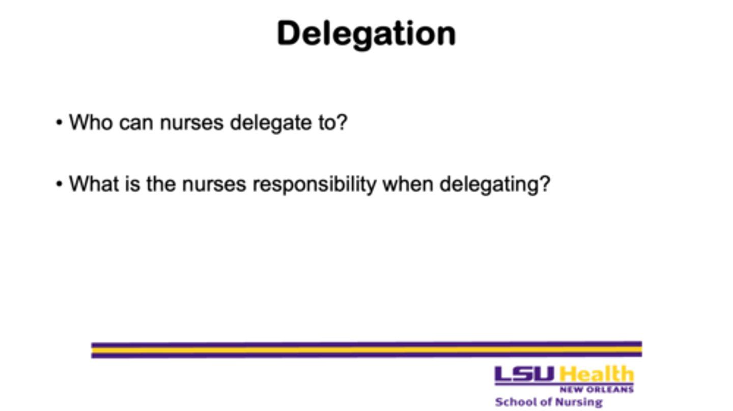 <p>1. LPNs</p><p>2. CNAs</p><p>3. Techs</p><p>4. other nurses (in certain circumstances)</p>