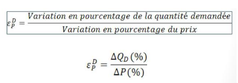 Qd le prix augmente de combien diminue la quantitée demandée 
