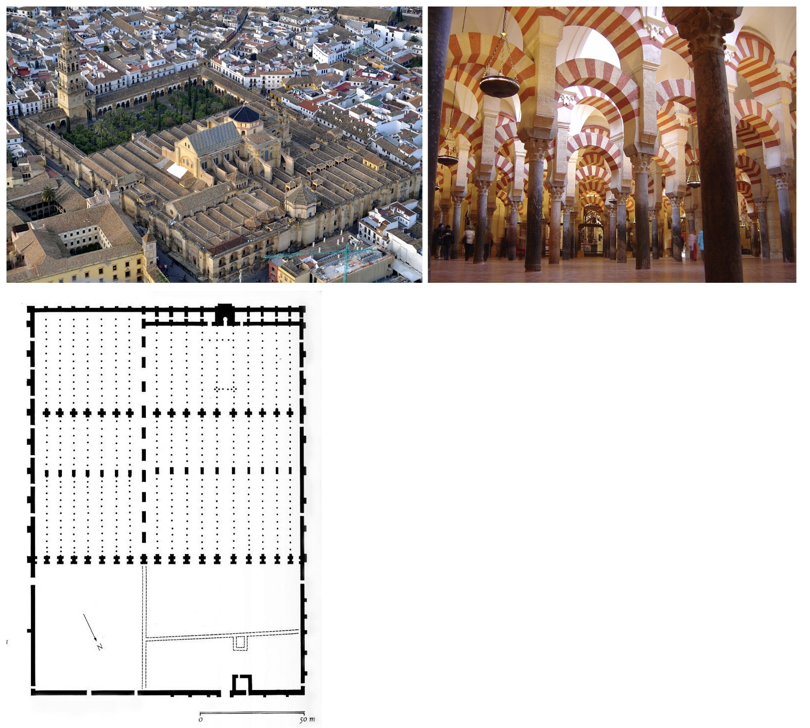 <p>Córdoba, Spain. Umayyad. Begun c. 785–786 C.E. Stone masonry.</p>