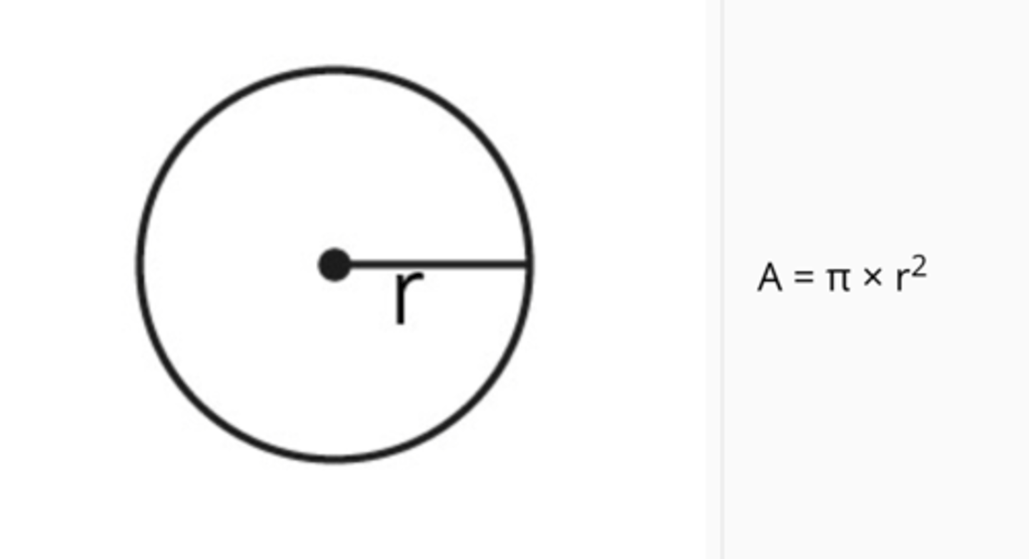 <p>P = 2πr</p><p>A = πr^2</p>