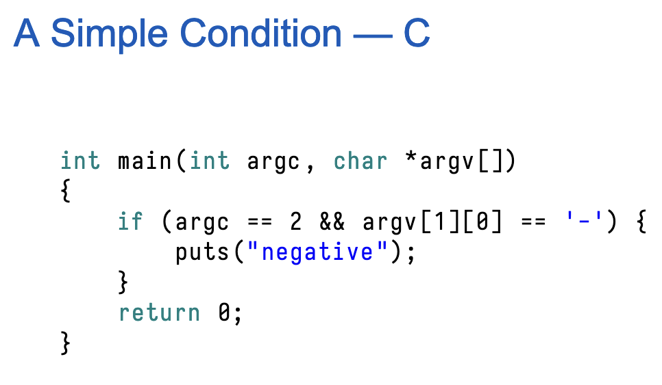 <p>What happens when we translate the condition from C to Assembly?</p>