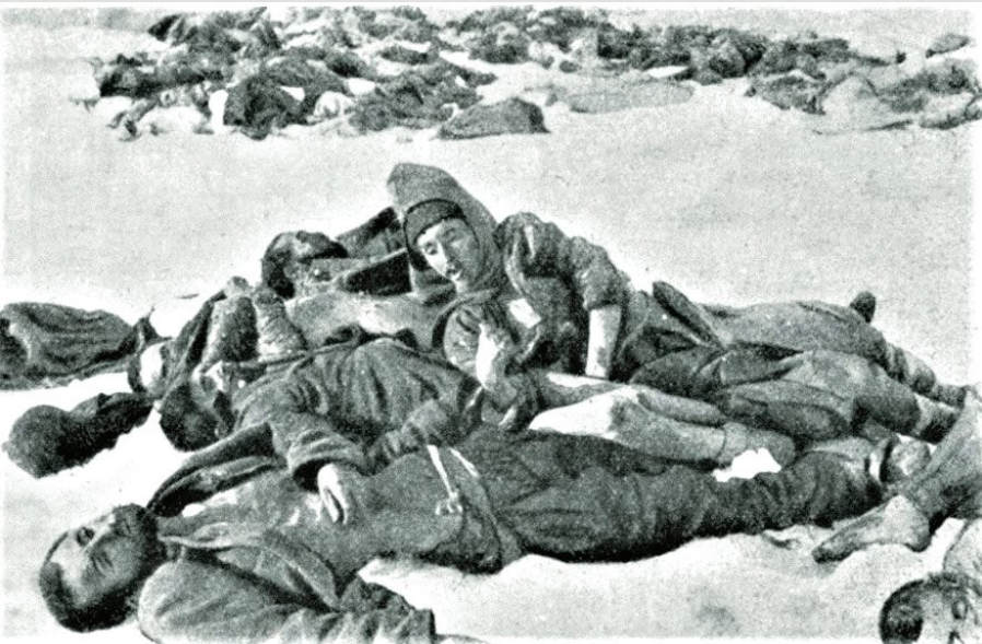 <ul><li><p>Sent 1/3 of army to fight on the eastern front, most of them died in the battle</p></li><li><p>Died because of the cold</p></li><li><p>No actual war, died in two days</p></li></ul><p></p>