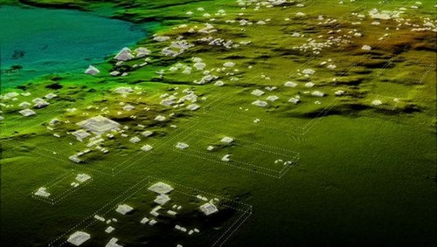 <p>Technology revealing hidden Mayan structures in jungles.</p>