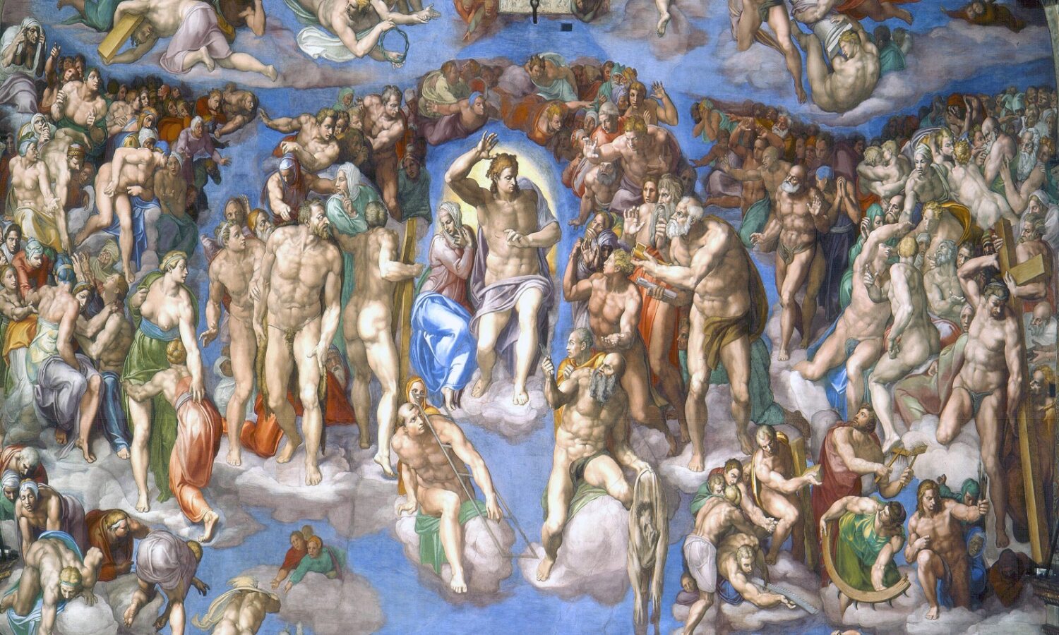 <p>Ceiling frescoes; Sistine Chapel, Vatican</p>