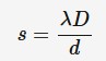 <p>s = separation of fringes (m)</p><p>^ = wavelength (m)</p><p>D = distance from slits to screen (m)</p><p>d = separation of slits (m)</p>