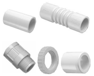 <p>Conduit coupling, flexible expansion coupling, PVC adaptor, PVC locknut, reduced coupling</p>
