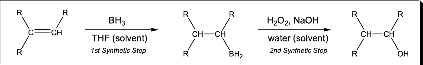 <p>Anti-Markovnikov Addition of H and OH</p>
