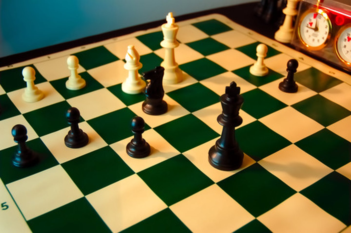 <p>(n.) a game of strategy, for two players</p>