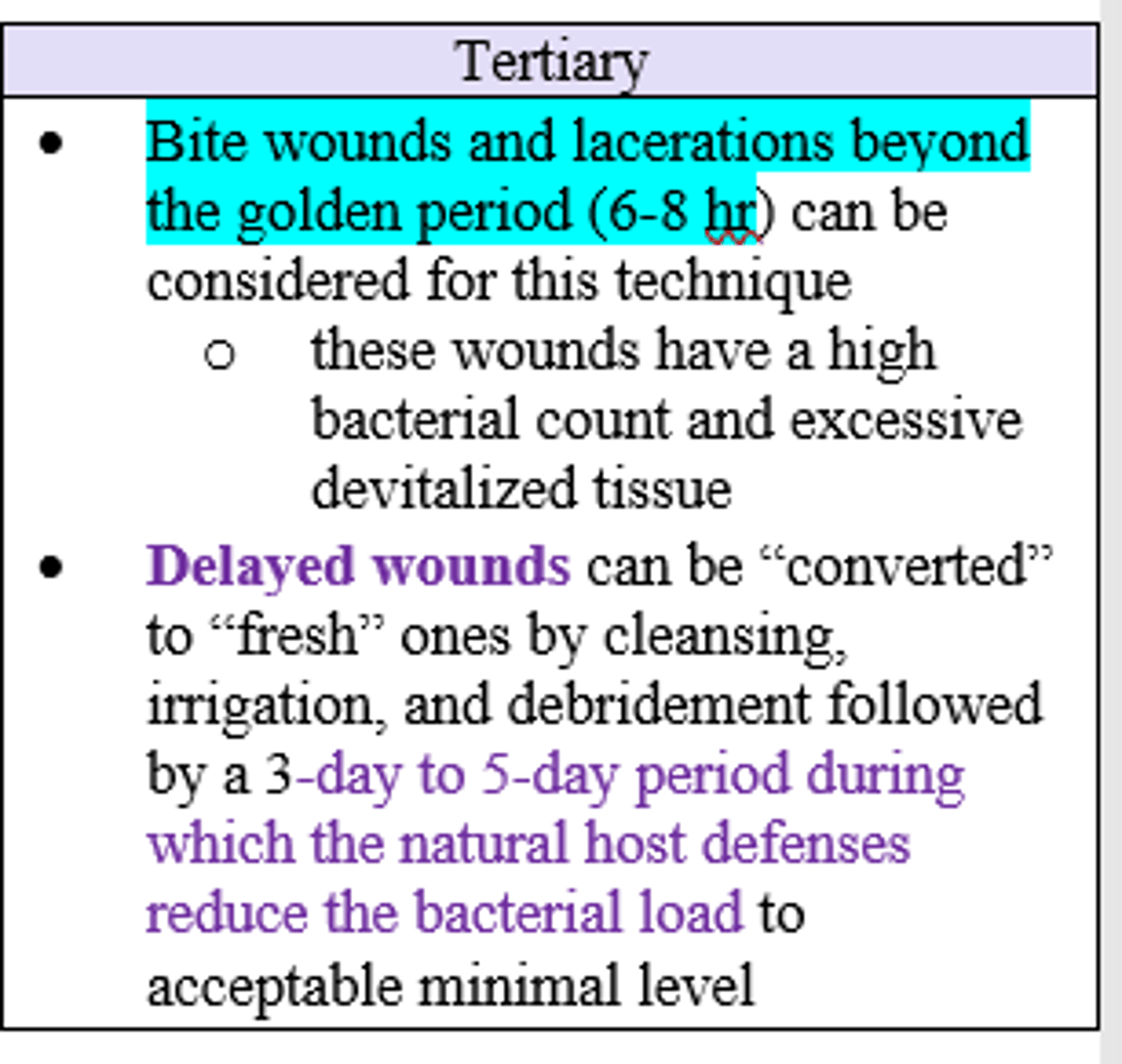 <p>Tertiary (or delayed primary closure) Intention</p>
