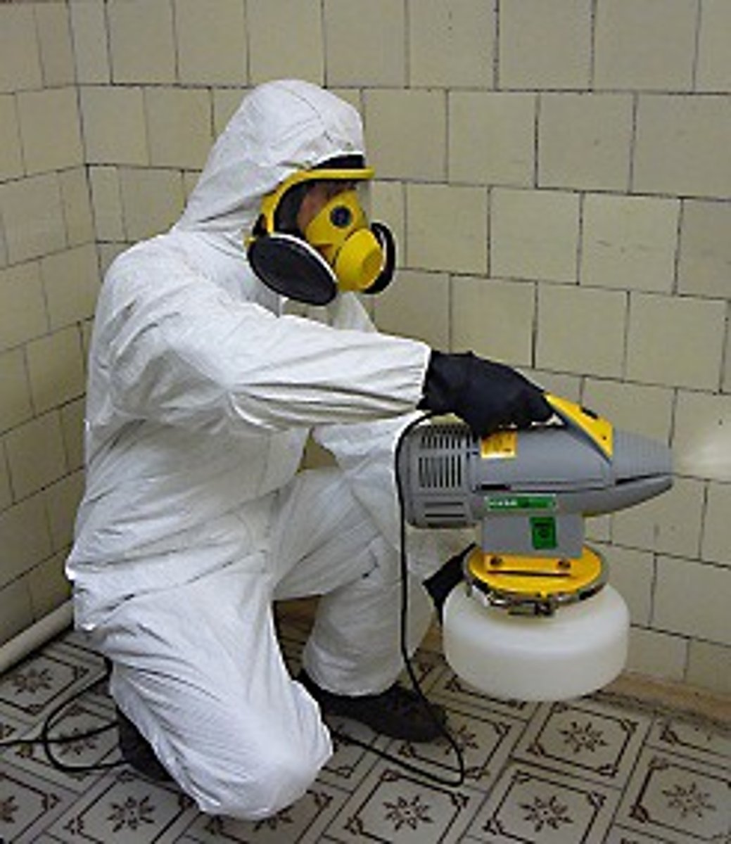 <p>khử trùng</p><p>ex: make sure you are disinfecting all touched surfaces</p>