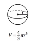 <p>V=(4/3)πr^3</p>