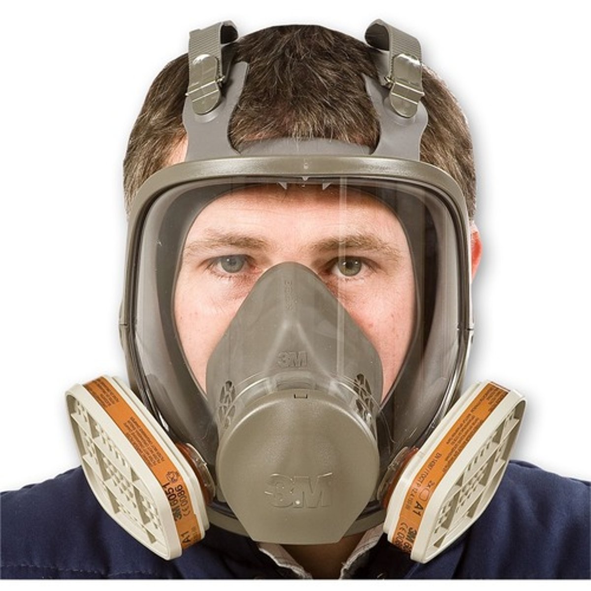 <p>a device worn over one's mouth and nose, and sometimes eyes, to allow one to breathe without being exposed to dangerous chemicals in the air</p>