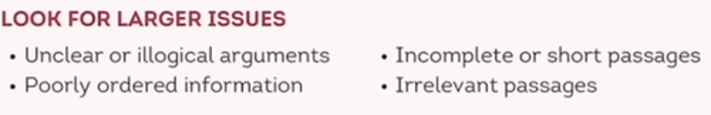 <p>Incorporate feedback received, restructure work, add details, remove redundancies, and improve your draft at a macro level.</p>
