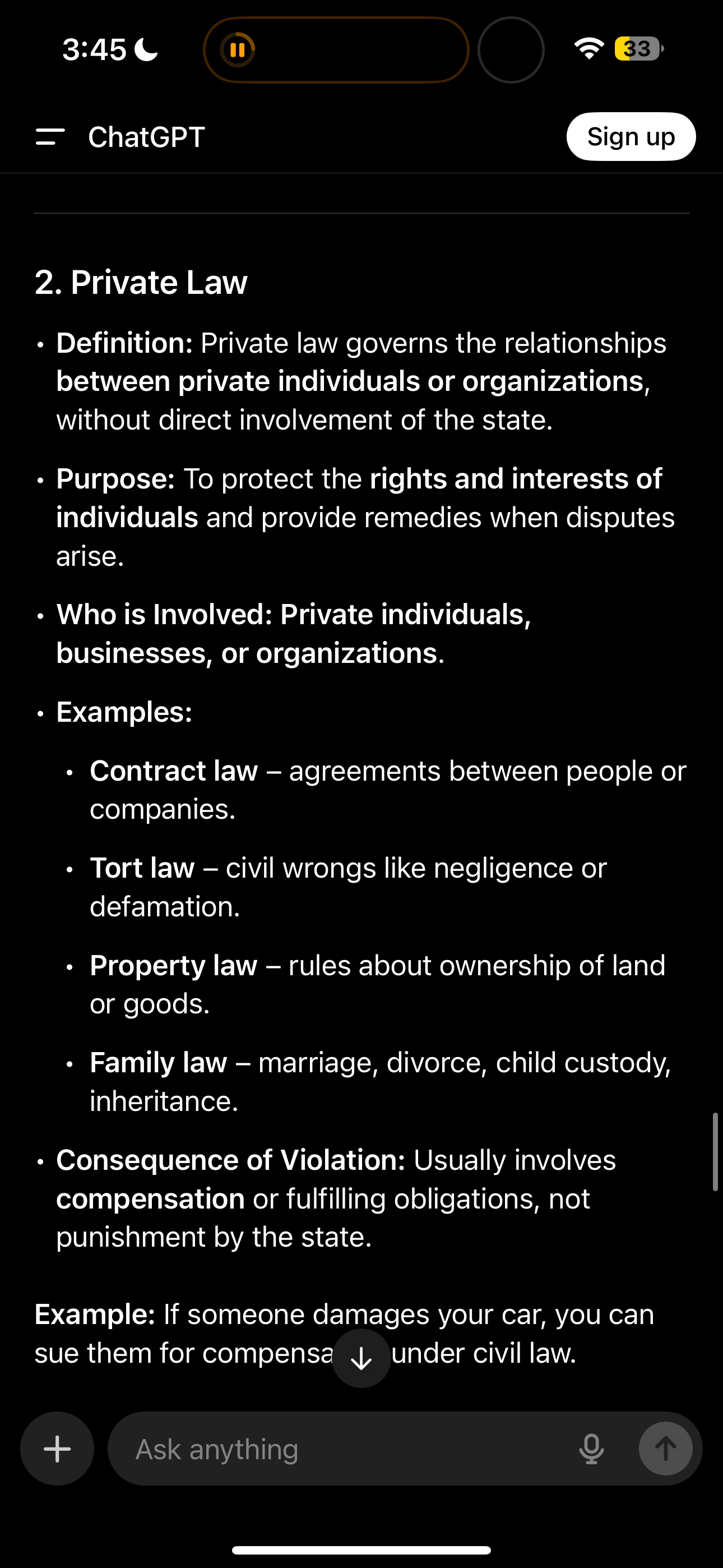 <p>Individual vs individual/ business and solving there disputes for example contracts,family law etc </p>