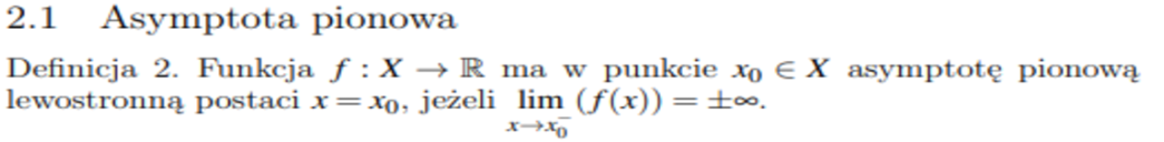 <p>$$\lim_{x\rightarrow x0-}f\left(x\right)=+-\infty$$ </p>