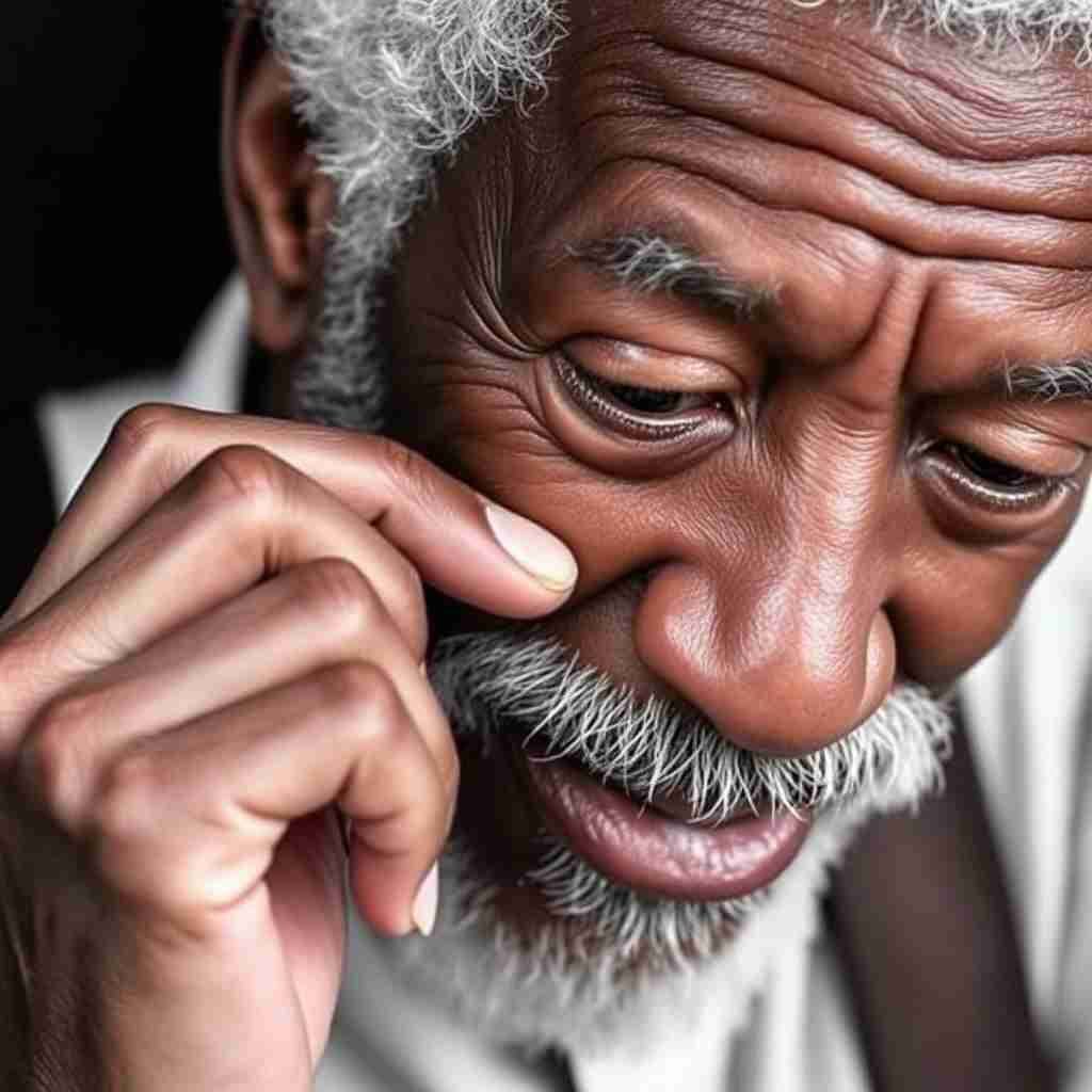 <p>Morgan Freeman pinching a freckle(mafia)</p>