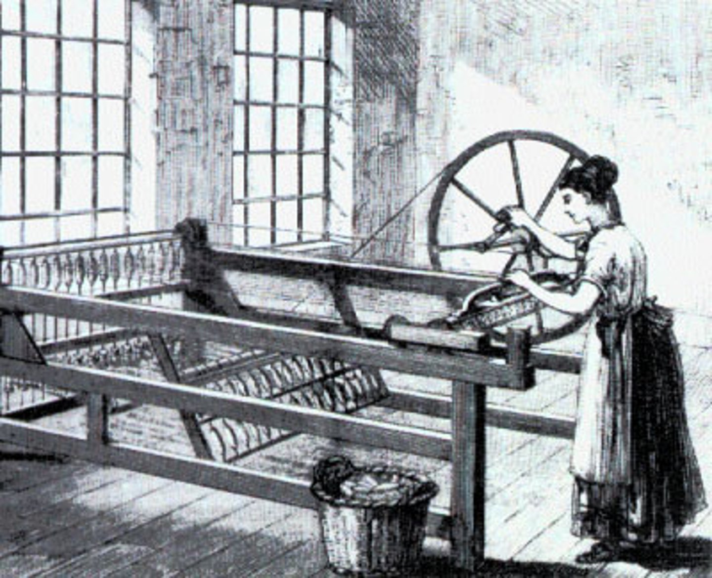<p>a. Machine</p><p>b. Britain</p><p>c. This machine was a spinning wheel with multiple spools. It allowed for one worker to produce a significant amount of yarn since one worker was able to work eight spools at once.</p>