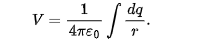 <p>dividing the distribution into charge element dq that can be treated as particles </p><p>summing the potential due to each element by integrating over the full distribution</p><p>dq is replaced with the product of either a linear charge density and length element or a surface charge density o and area element </p>