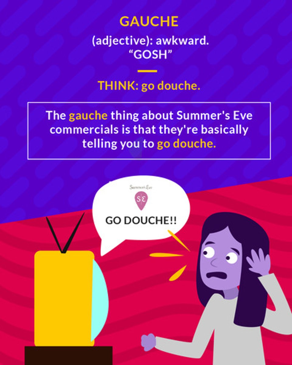 <p>(adj.) awkward, lacking in social graces, tactless, clumsy</p><p>(adj.) awkward</p>