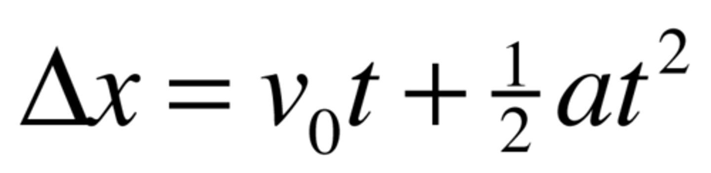 <p>x = (vi x t) + 1/2at^2</p>
