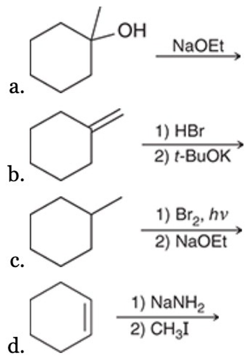 <p>Which of the following represents an efficient synthesis of 1-methylcyclohexene?</p>