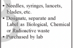 <p>needles, syringes, lancets, blades, etc</p>