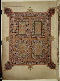 <p>John cross-carpet page, Lindisfarne Gospels, ca. 700. Tempera on vellum, 131/2 × 91/4″ (34.3 × 23.5 cm)</p>