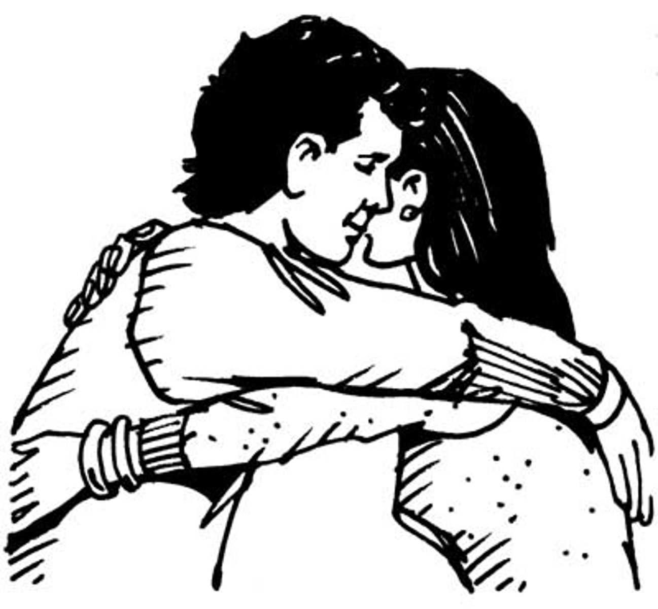 <p>to hug (each other)</p>