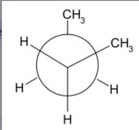 <p>- ALWAYS in a staggered conformation</p><p>- 2 groups NOT involving C-H</p><p>- the more gauche interactions the higher the energy thus less stable so will be more stable if newman projection has LESS GAUCHE INTERACTIONS</p><p>- bulky groups are 60 degrees apart</p>