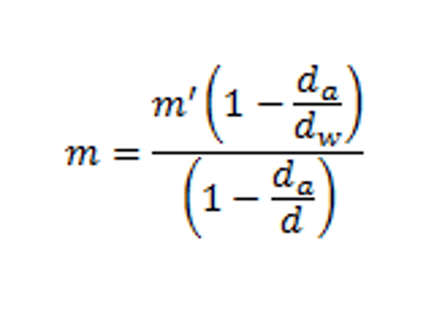 <p>errors develop when weighing objects of a significantly different density. Density of liquids is much lower than the density of steel weights</p><p>m=true mass</p><p>m1=observed mass</p><p>da=density of air = 0.0012g/ml @ 1 bar, 25C</p><p>dw = density of sstandard steel weight = 8.0g.mL</p><p>ds = density of sample</p>