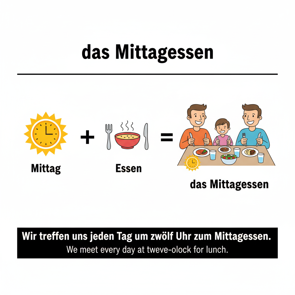 <p>der Mittag, das essen</p>