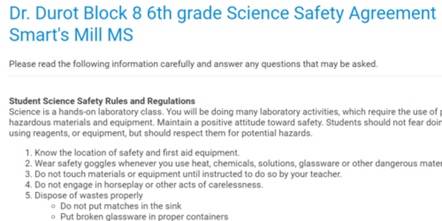 <p>A document signed by students to show they understand lab safety rules and agree to abide by them in the lab.</p>