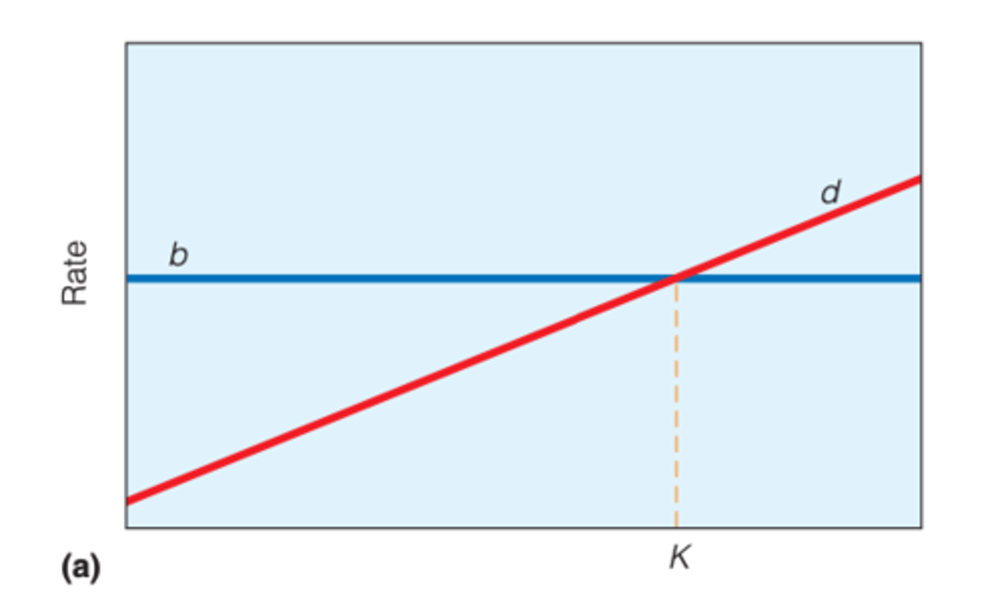 <p>TREND (LEC)</p><p>as population density ↑ then rate of mortality ↑</p><p>---------------</p><p>BOOK NOTES</p><p>- Birthrate (b) is independent of population density</p><p>- Only the death rate (d) increases with population size</p><p>- At K, equilibrium is maintained by increasing mortality.</p>