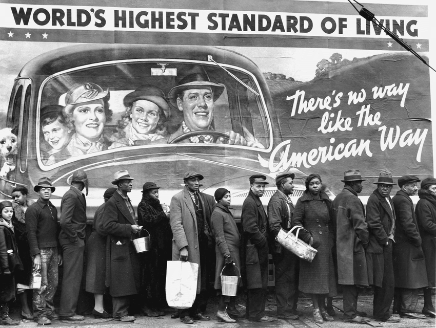 <p><span>Margaret Bourke-White's photograph titled </span><em>Flood Victims, Louiseville, Kentucky</em><span> documents the distress and disparity brought on by the devastating natural disaster of the flooding of the Ohio River in 1937. What best describes the purpose of Bourke-White's photograph?&nbsp;</span></p>