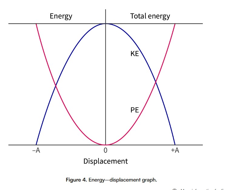 <p><span>When the pendulum is at the peak of its path (maximum displacement), all of its energy is gravitational potential energy. When the pendulum is at the equilibrium position, all of this energy has been transferred to kinetic energy.</span></p><p><span>For a horizontal mass–spring system, the potential energy is elastic potential energy, but the same transfer to kinetic energy occurs.</span></p><p><span>For a vertical mass–spring system, the potential energy is gravitational potential energy and elastic potential energy at the top, and elastic potential energy at the bottom. But the general principle still applies.</span></p><p></p>