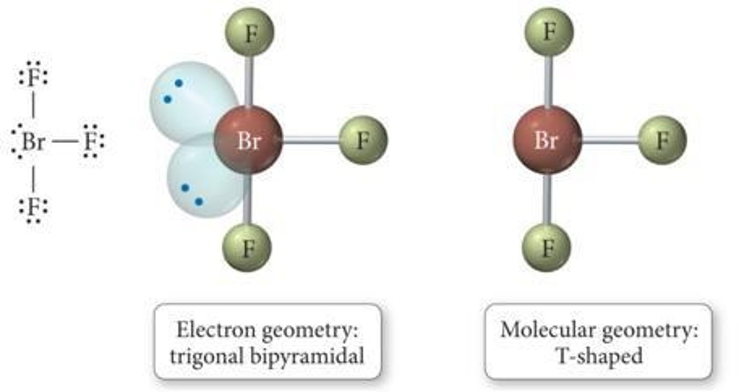 <p>Trigonal bipyramidal with two lone pairs.</p>