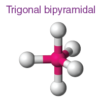 <p>5 electron domain and it has 180, 90, and 120 degrees</p>