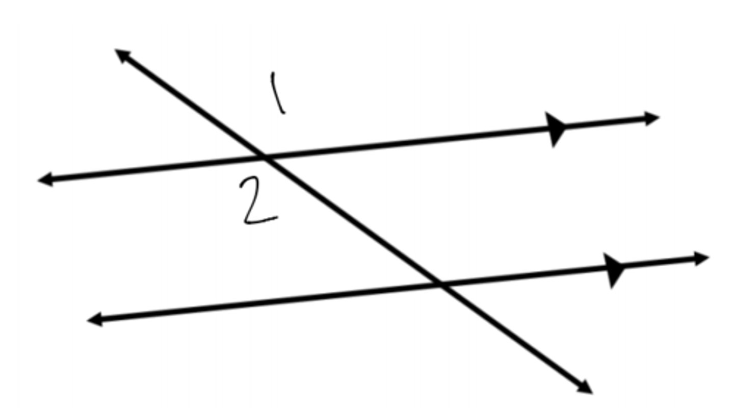 <p>Vertically opposite angles are</p><p>created when two lines intersect.</p><p>The angles opposite each other</p><p>are equal in size. Think of them as</p><p>X-shaped.</p>