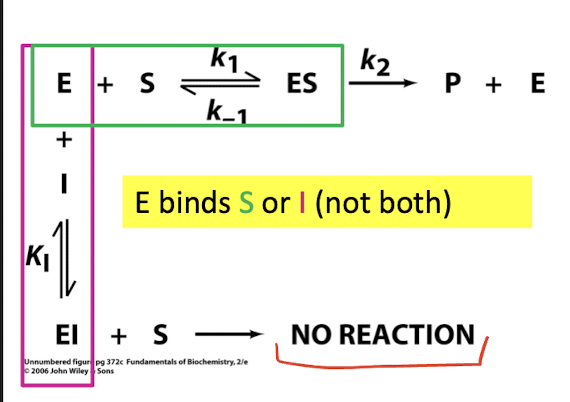 <p>Competes with substrate for binding site </p>