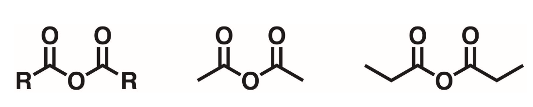 <p>An oxygen flanked on either side by carbonyl groups</p>