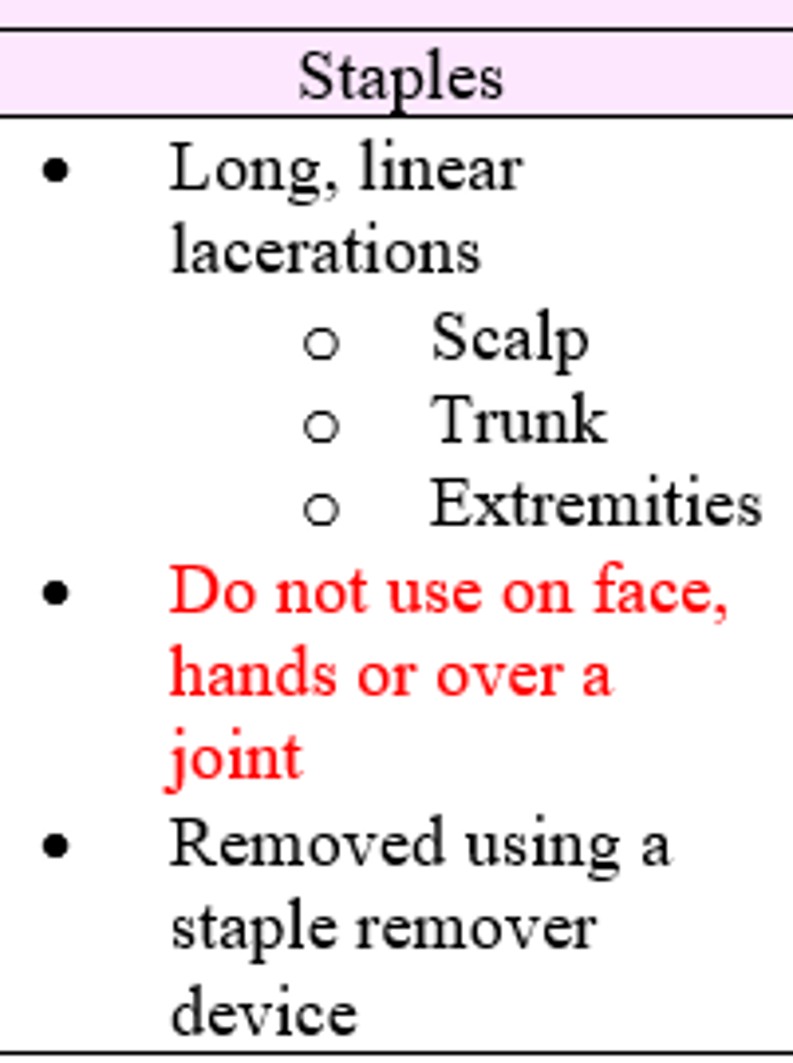 <p>face, hands or over joint</p>