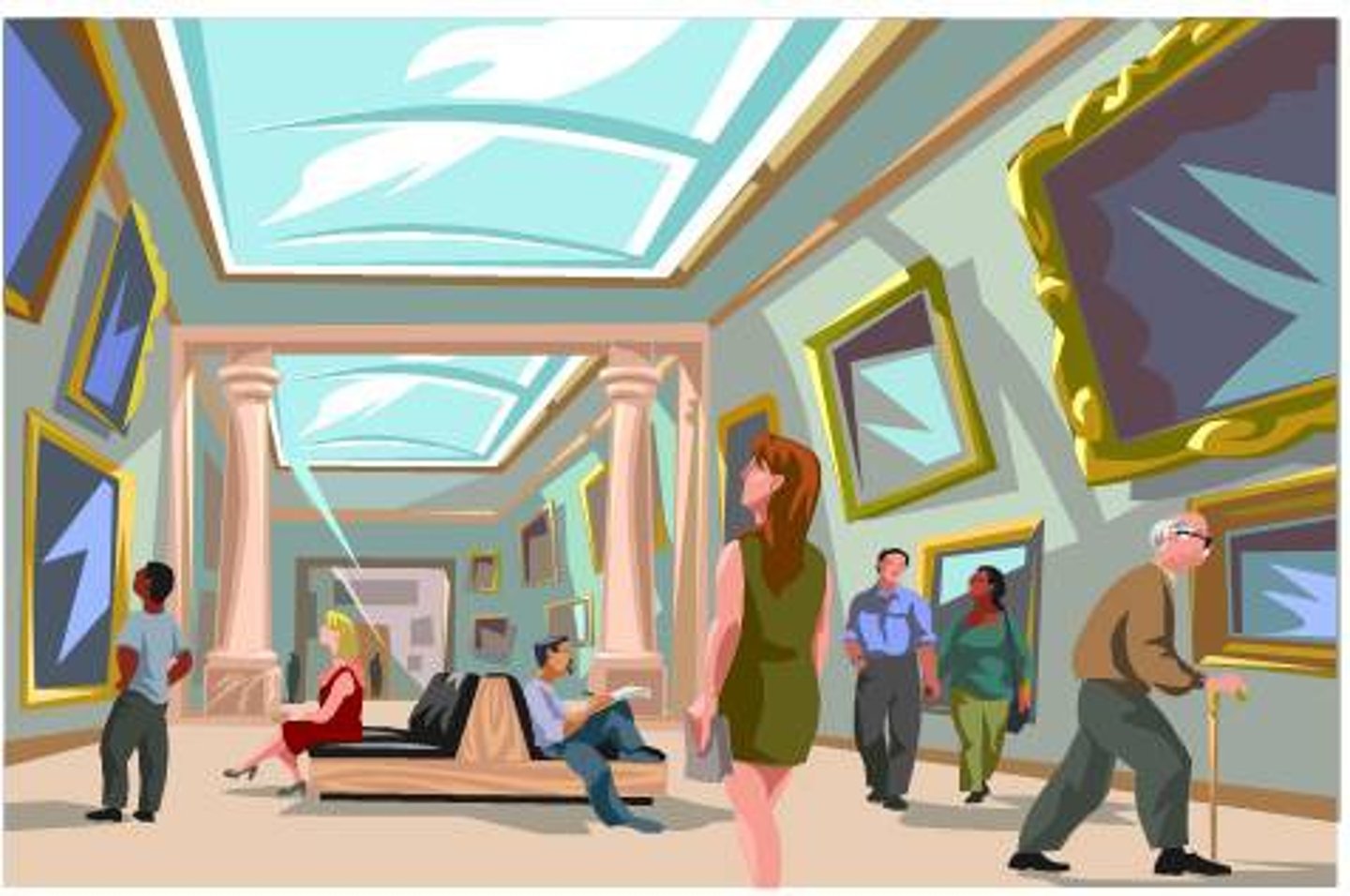 <p>es el lugar donde la gente visita para ver pinturas o esculturas.</p>