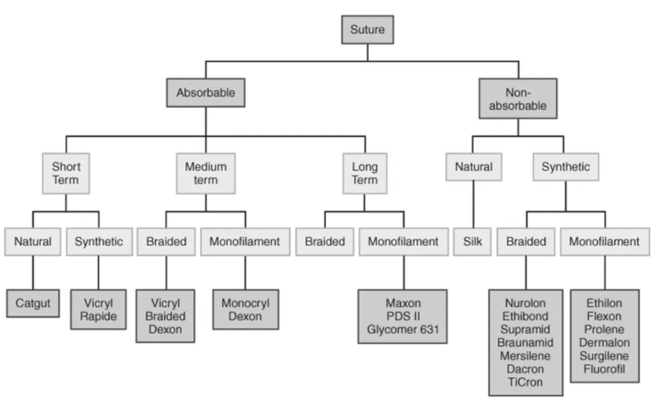 <p><strong>Multifilament</strong></p><ol><li><p>Nidus for infection (decrease # of bacteria required for infection)</p></li><li><p>Capillary = Wicks fluid (avoid for skin and inner luminal surfaces of hollow organs as suture can contaminate deeper tissue)</p></li><li><p>Easier to handle</p></li><li><p>Superior knot security</p></li><li><p>More tissue drag</p></li></ol><p></p><p><strong>Monofilament</strong></p><ol><li><p>Less likely to collect bacteria when dragger across the skin</p></li><li><p>Non-capillary = Does NOT absorb fluid (will not spread contamination into deeper tissues)</p></li><li><p>Difficult to handle due to memory (maintains new shape when stressed)</p></li><li><p>Poorer knot security</p></li><li><p>Less tissue drag (coatings reduce drag BUT also reduce knot holding)</p></li></ol><p></p>