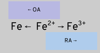 <p>Entities that can act as BOTH RAs and OAs</p><p>example IRON can be Fe or Fe</p>