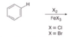 <p>Halogenation- Replacement of H by X (Cl or Br)</p>